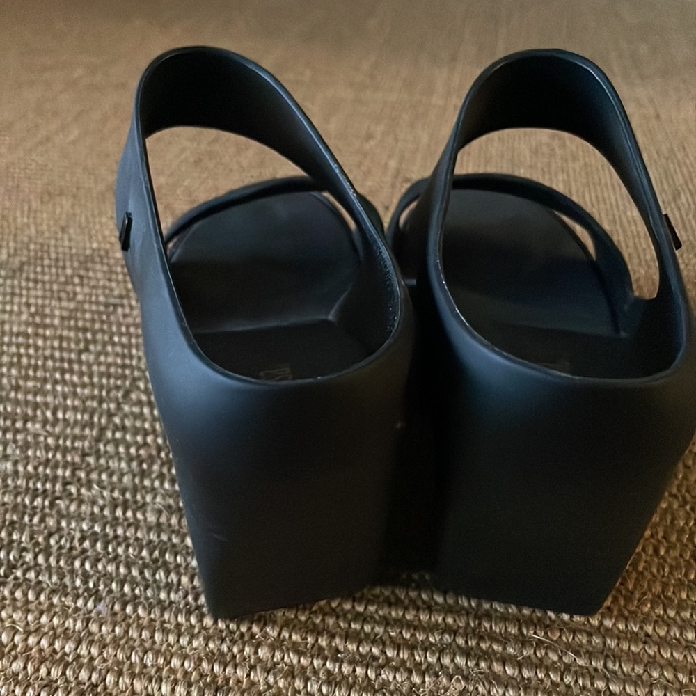 Melissa Black Double-Strap Wedge Sandals - Picture 4 of 11
